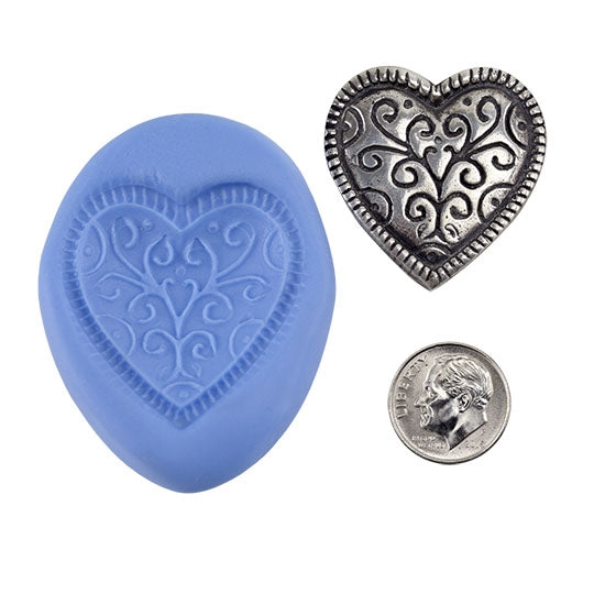 Ready Mold - Blooming Love  Blue Ready Mold, Silver Sample with Dime