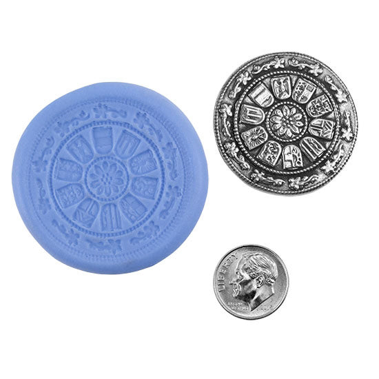 Ready Mold - Egyptian Prediction Large  Blue Ready Mold, Silver Sample with Dime