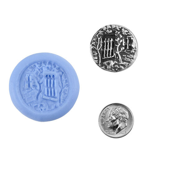 Ready Mold - Secret Garden  Blue Ready Mold, Silver Sample with Dime