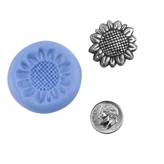 Ready Mold - Blooming Sunflower  Blue Ready Mold, Silver Sample with Dime