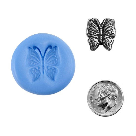 Ready Mold - Swallow Tail  Blue Ready Mold, Silver Sample with Dime