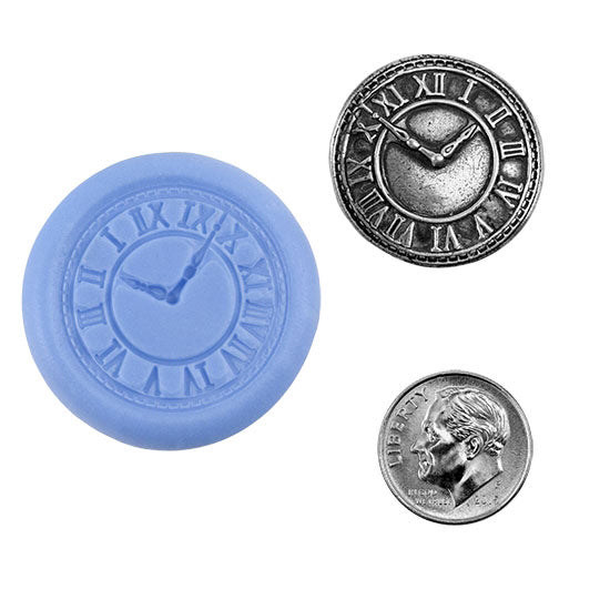 Ready Mold - Grandfather Clock  Blue Ready Mold, Silver Sample with Dime