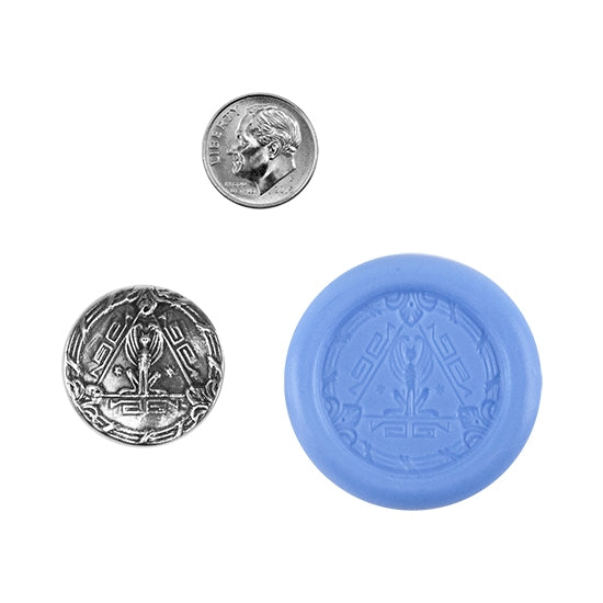 Ready Mold - Egyptian Coin  Blue Ready Mold, Silver Sample with Dime