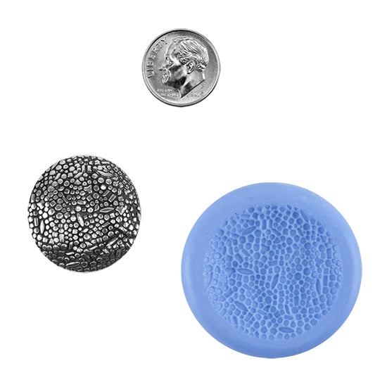 Ready Mold - River Rocks  Blue Ready Mold, Silver Sample with Dime