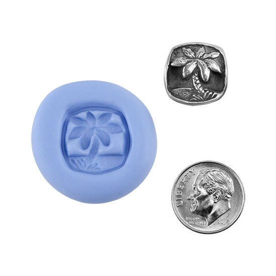 Ready Mold - Calm Palm  Blue Ready Mold, Silver Sample with Dime