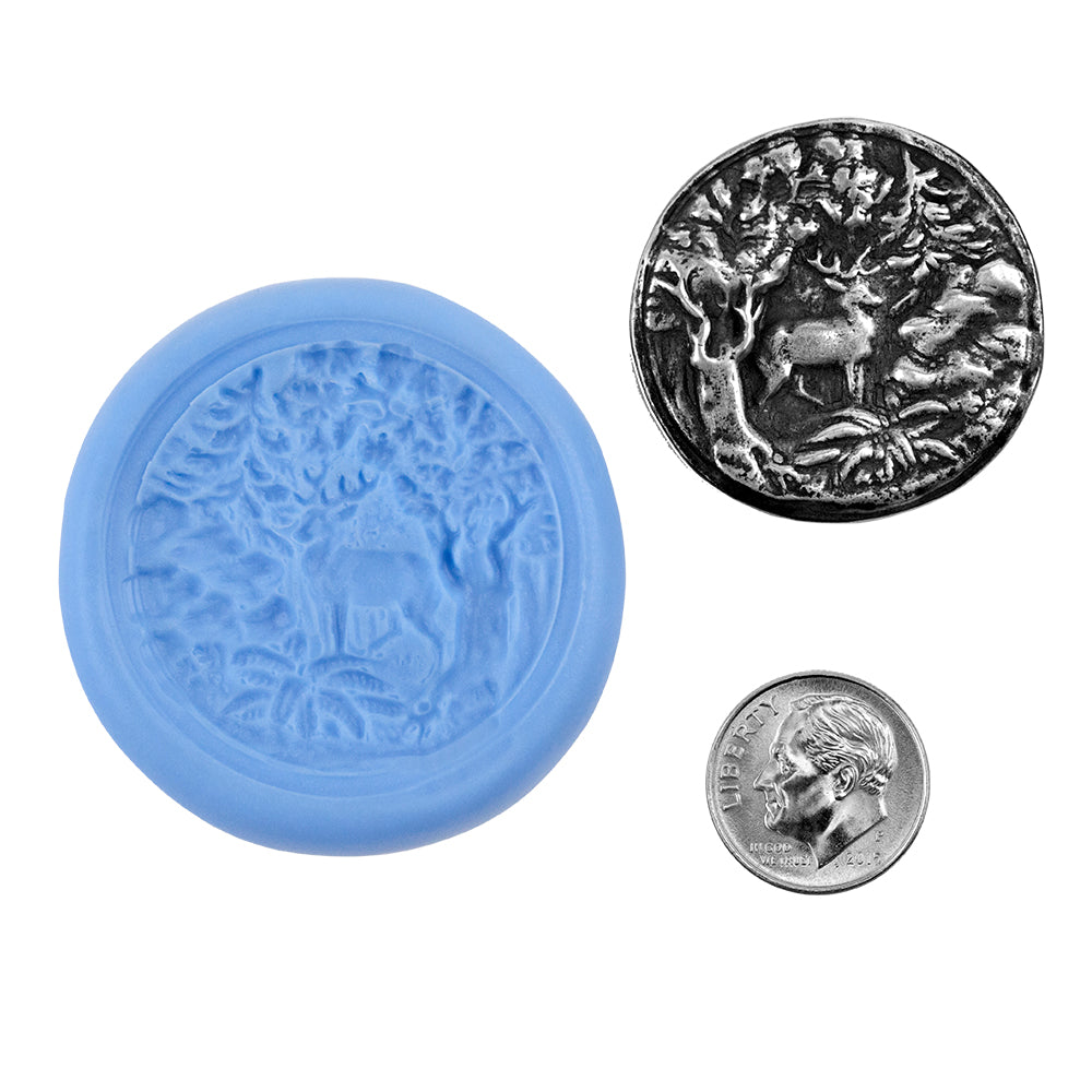 Ready Mold - Winter Stag  Blue Ready Mold, Silver Sample with Dime