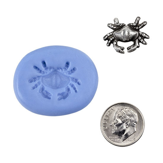 Ready Mold - Stone Crab  Blue Ready Mold, Silver Sample with Dime