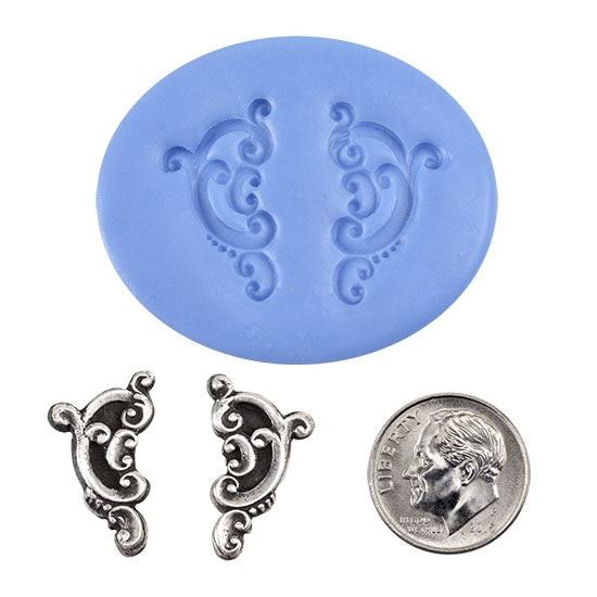 Ready Mold - Elegant Pair  Blue Ready Mold, Silver Sample with Dime