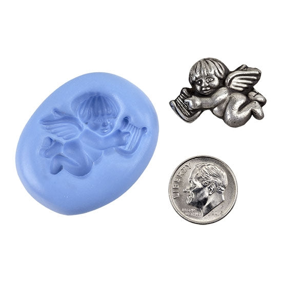 Ready Mold - Chubby Cherub  Blue Ready Mold, Silver Sample with Dime