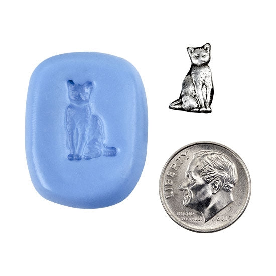 Ready Mold - Pretty Kitty  Blue Ready Mold, Silver Sample with Dime