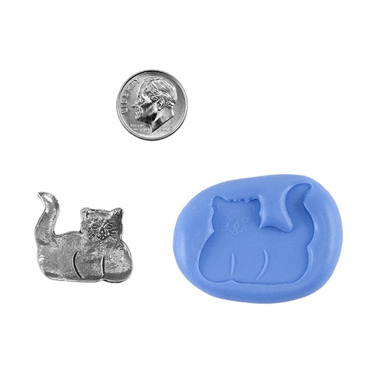 Ready Mold - Fat Cat  Blue Ready Mold, Silver Sample with Dime