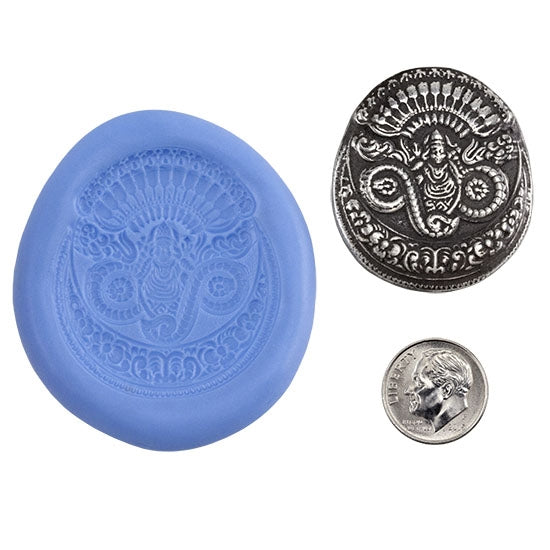 Ready Mold - Beautiful Buddha  Blue Mold, Silver Sample with Dime