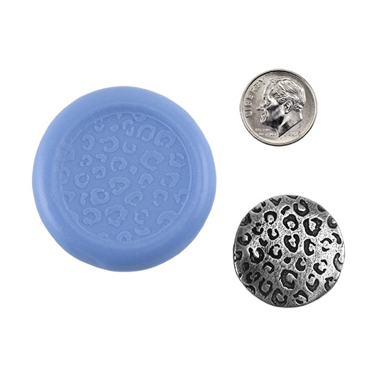 Ready Mold - Leopard Print  Blue Ready Mold, Silver Sample with Dime