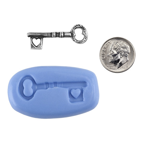 Ready Mold - Skeleton Key  Blue Ready Mold, Silver Sample with Dime