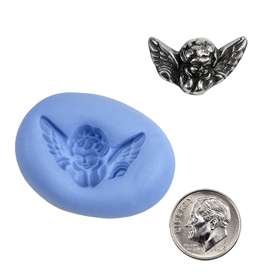 Ready Mold - Guardian Angel  Blue Ready Mold, Silver Sample with Dime