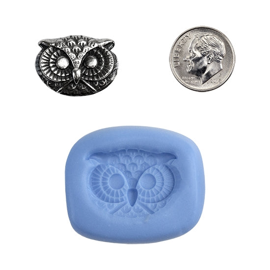 Ready Mold - Screech Owl  Blue Ready Mold, Silver Sample with Dime