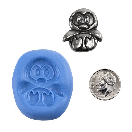 Ready Mold - Penguin Pal  Blue Ready Mold, Silver Sample with Dime