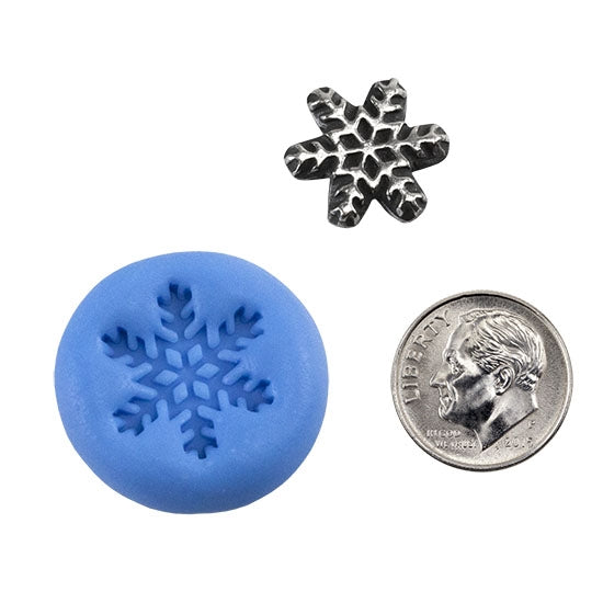 Ready Mold - First Snow Flake  Blue Ready Mold, Silver Sample with Dime