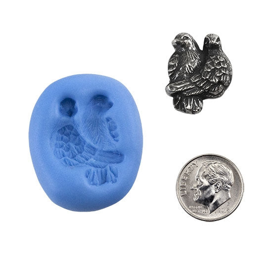 Ready Mold - Birds of a Feather  Blue Mold, Silver Sample with Dime