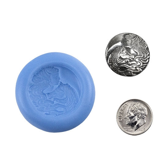 Ready Mold - Wild Fire  Blue Ready Mold, Silver Sample with Dime