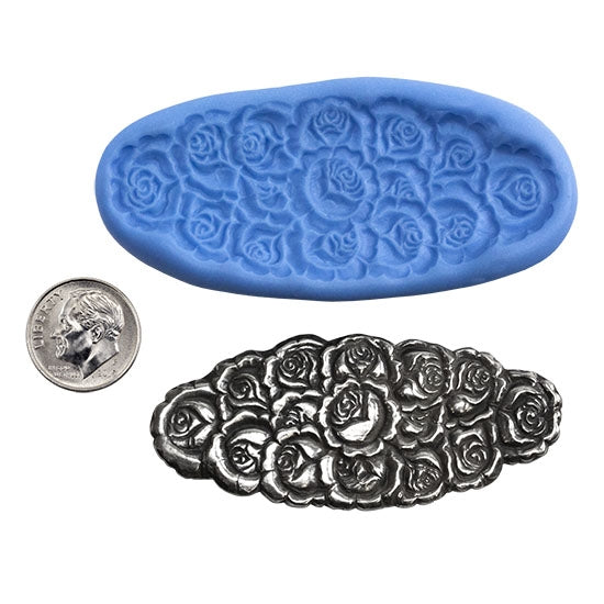 Ready Mold - Real Rosey  Blue Ready Mold, Silver Sample with Dime