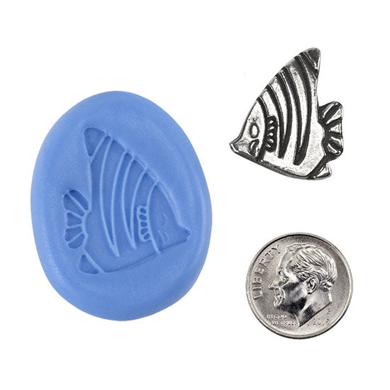 Ready Mold - Tropical Fish  Blue Ready Mold, Silver Sample with Dime