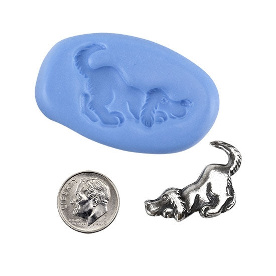 Ready Mold - Play Please!  Blue Ready Mold, Silver Sample with Dime