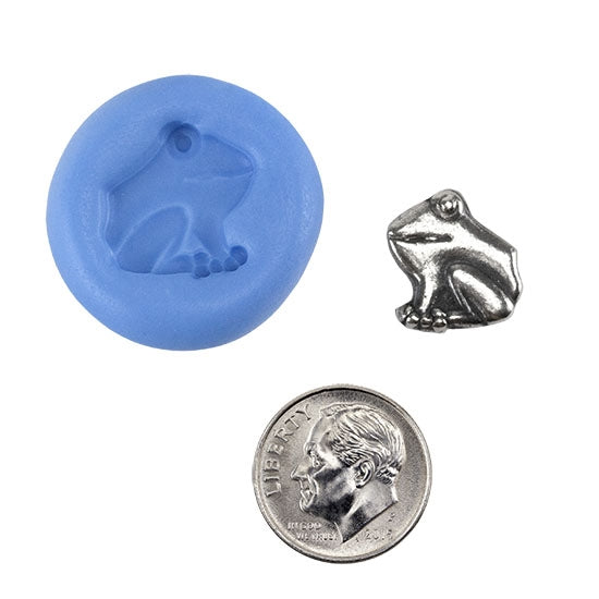 Ready Mold - Tree Frog  Blue Ready Mold, Silver Sample with Dime