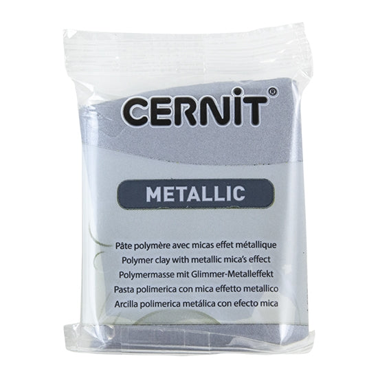 Cernit Metallic Polymer Clay - Silver 2oz (56g) block