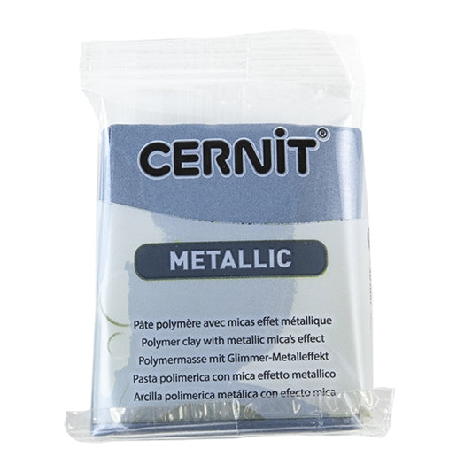 Cernit Metallic Polymer Clay - Steel 2oz (56g) block