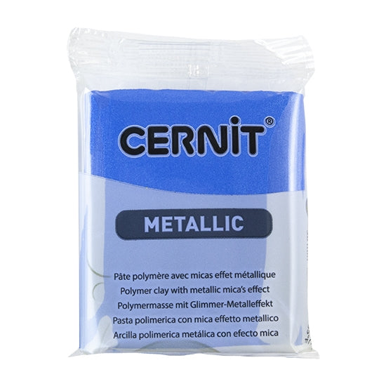 Cernit Metallic Polymer Clay - Blue 2oz (56g) block