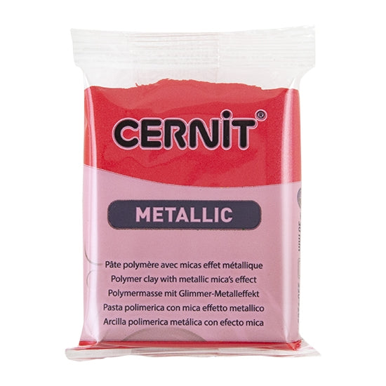 Cernit Metallic Polymer Clay - Red 2oz (56g) block