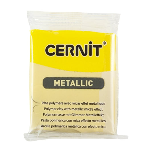 Cernit Metallic Polymer Clay - Yellow 2oz (56g) block