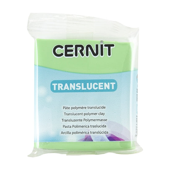 Cernit Translucent Polymer Clay - Lime Green 2oz (56g) block