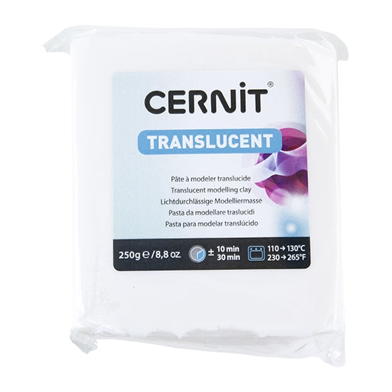 Cernit Translucent Polymer Clay - Translucent White 8.8oz (250g) block