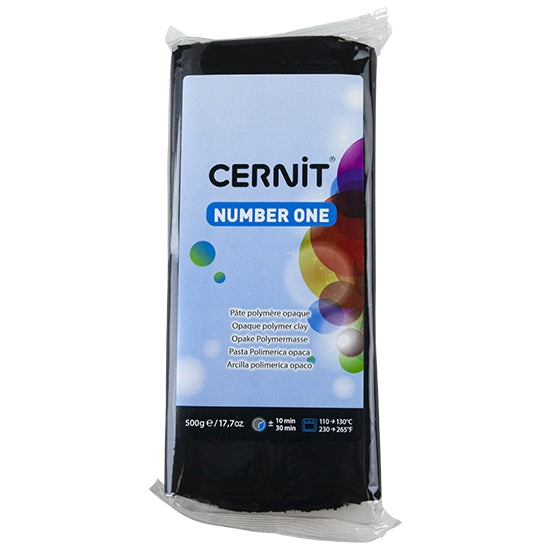 Cernit Number One Polymer Clay - Black 17.7oz (500g) block