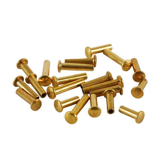 pile of Crafted Findings - Brass Miniature Rivet - 1/16" Assorted Medium Shaft Lengths