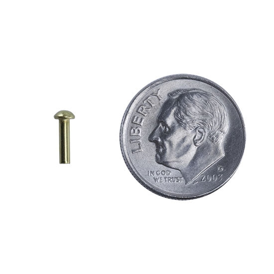 Brass Rivet - Round Head - 1/16" x 1/4" with dime