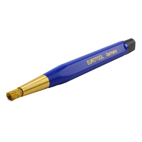 Scratch Brush - Brass - Pen Style with blue handle