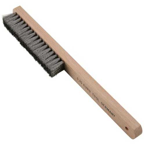 Scratch Brush - Steel - 4 Row Soft with wood handle