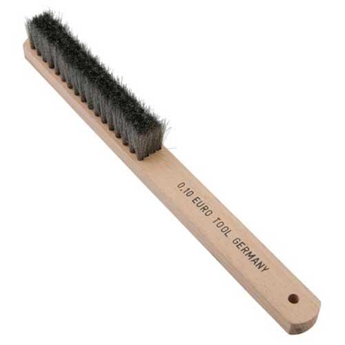 Scratch Brush - Steel - 4 Row Soft with wood handle