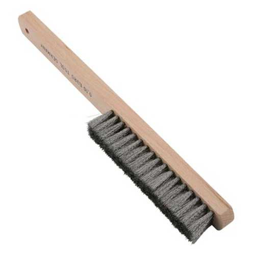 Scratch Brush - Steel - 4 Row Soft with wood handle