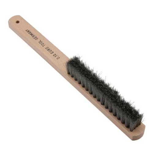 Scratch Brush - Steel - 4 Row Soft with wood handle