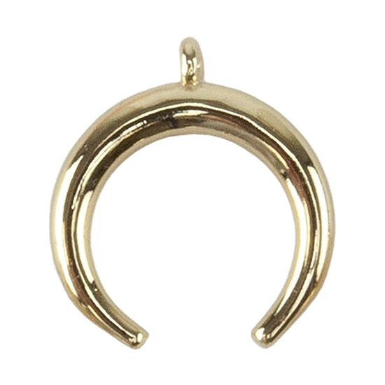 Brass Pendants - Crescent Moon/Double Horn - 18K Gold Plated