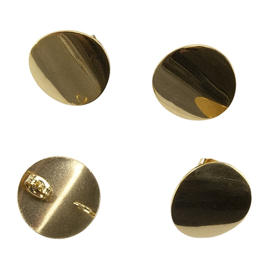 Stainless Steel Stud Earring Finding- Round, Loop - Pkg/4 Made from stainless steel, these are the perfect gold color for any gold or polymer clay earring. Feature a curved round shape with back loop and stud, with earring backing!  Size: 20mm, Pin: 0.8mm, Loop Hole: 3mm