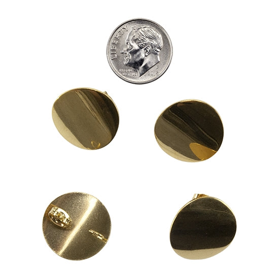 Stainless Steel Stud Earring Finding- Round, Loop - Pkg/4 Made from stainless steel, these are the perfect gold color for any gold or polymer clay earring. Feature a curved round shape with back loop and stud, with earring backing!  Size: 20mm, Pin: 0.8mm, Loop Hole: 3mm with dime