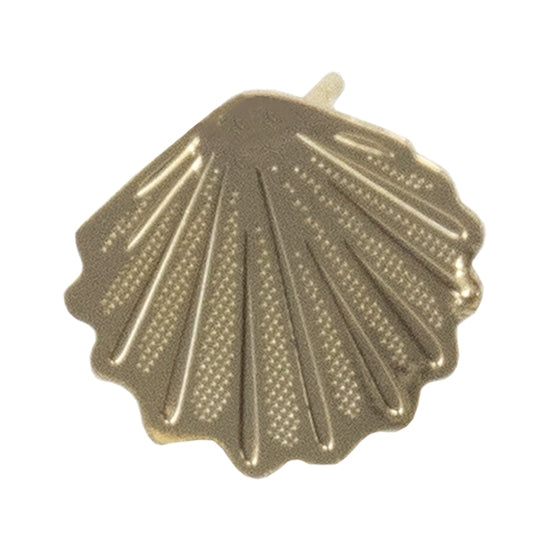 Brass Stud Earring Finding - Scallop Shell, Loop - 18k Gold Plated