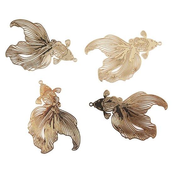 4 Brass Pendants - Goldfish