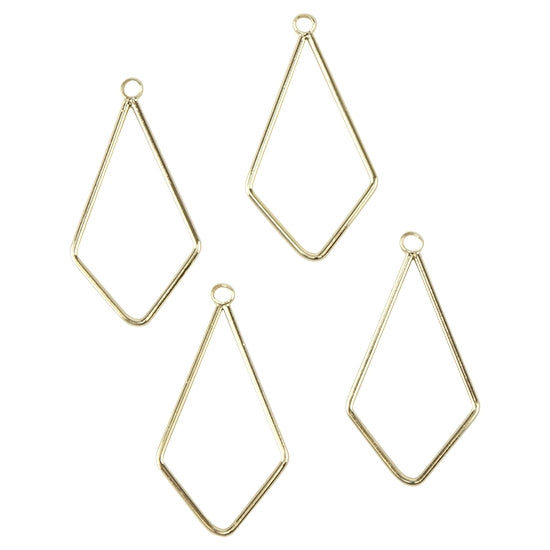 Brass Pendants - Rhombus - 18k Gold Plated - Pkg/4