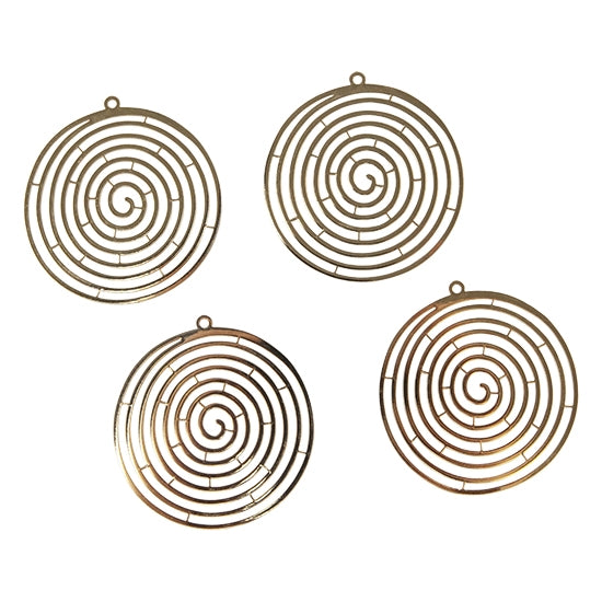 4 Brass Pendants - Swirled